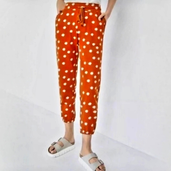Anthropologie Daily Practice Polka Dot Tassel Joggers L - Picture 1 of 6